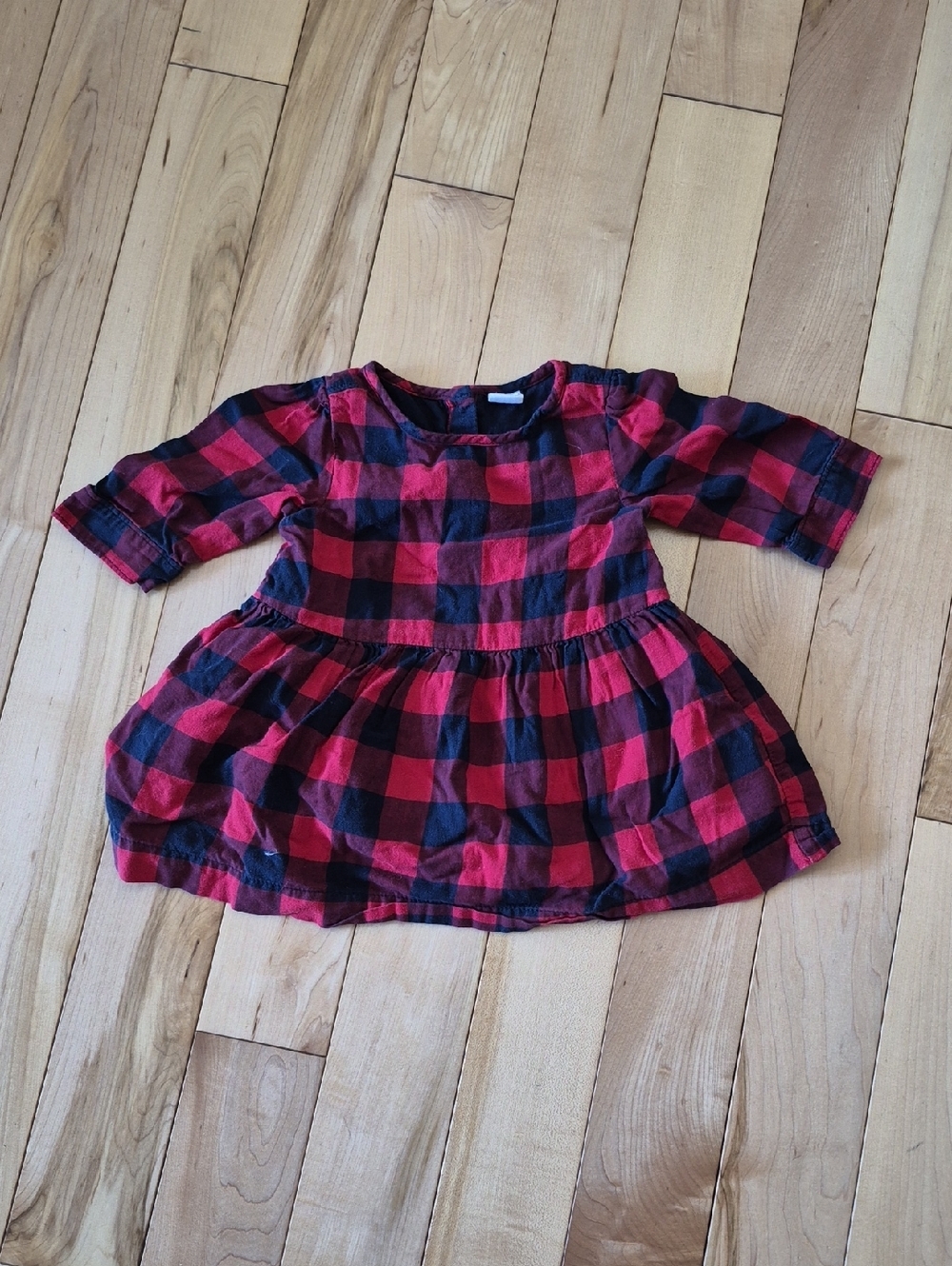 Girls Size 12-18m GAP Red and Black Plaid Baby Dress
